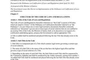 Decree No: 63/2013/NĐ-CP on implementation of Ordinance on codification