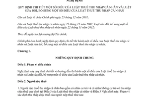 Nghị định 65/2013/NĐ-CP hướng dẫn Luật thuế thu nhập cá nhân 2007 sửa đổi 2012
