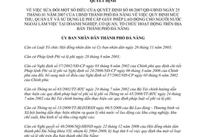 Quyết định 19/2013/QĐ-UBND sửa đổi Quyết định 08/2007/QĐ-UBND lệ phí cấp giấy phép lao động cho người nước ngoài