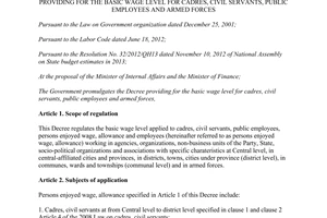 Decree No.66/2013/ND-CP basic wage level for cadres civil servants public employ