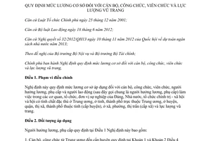 Nghị định 66/2013/NĐ-CP mức lương cơ sở cán bộ công viên chức lực lượng vũ trang