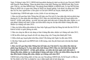 Thông báo 309/TB-UBND kết luận của Chủ tịch tỉnh tại phiên họp tháng 6 năm 2013