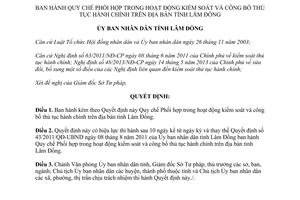 Quyết định 30/2013/QĐ-UBND Phối hợp kiểm soát và công bố thủ tục hành chính 2013