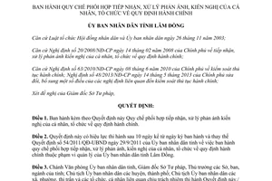 Quyết định 29/2013/QĐ-UBND Quy chế phối hợp tiếp nhận xử lý phản ánh kiến nghị