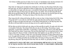 Chỉ thị 14/CT-TTg năm 2013 quản lý đầu tư và xử lý nợ đọng xây dựng