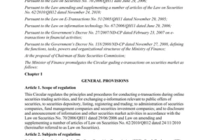 Circular No. 87/2013/TT-BTC guiding e-transactions on the securities market