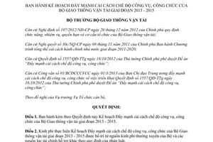 Quyết định 1832/QĐ-BGTVT 2013 đẩy mạnh cải cách chế độ công vụ công chức 2013 2015
