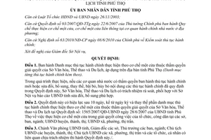 Quyết định 10/2013/QĐ-UBND thủ tục hành chính thực hiện theo cơ chế một cửa Phú Thọ