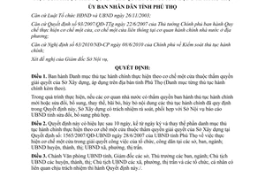 Quyết định 14/2013/QĐ-UBND thủ tục hành chính cơ chế một cửa Sở Xây dựng Phú Thọ