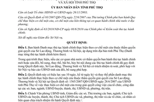 Quyết định 21/2013/QĐ-UBND thủ tục hành chính cơ chế một cửa Sở Lao động Thương binh Xã hội Phú Thọ