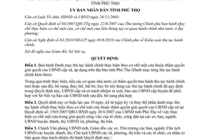 Quyết định 12/2013/QĐ-UBND thủ tục hành chính cơ chế một cửa  Ủy ban nhân dân xã Phú Thọ