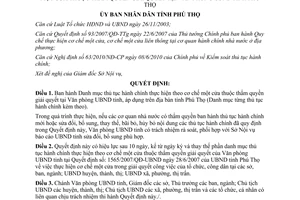 Quyết định 09/2013/QĐ-UBND thủ tục hành chính cơ chế một cửa Văn phòng Ủy ban nhân dân Phú Thọ