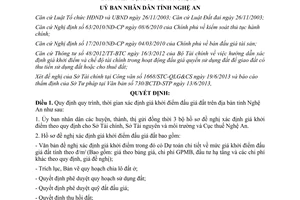 Quyết định 33/2013/QĐ-UBND quy trình xác định giá khởi điểm đấu giá đất Nghệ An