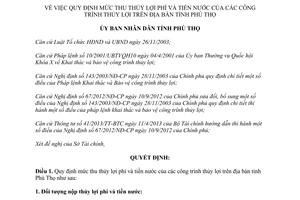 Quyết định 08/2013/QĐ-UBND mức thu thủy lợi phí và tiền nước công trình thủy lợi Phú Thọ