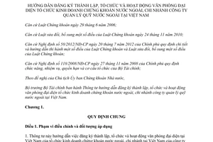 Thông tư 91/2013/TT-BTC thành lập văn phòng quản lý quỹ nước ngoài tại Việt Nam