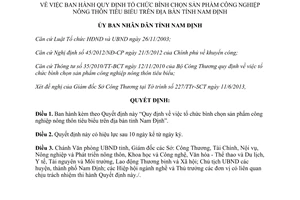 Quyết định 24/2013/QĐ-UBND bình chọn sản phẩm công nghiệp nông thôn tiêu biểu Nam Định