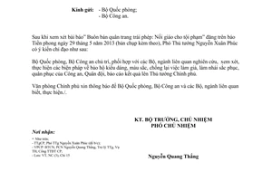 Công văn 4554/VPCP-NC Báo Tiền phong đăng bài Buôn bán quân trang trái phép