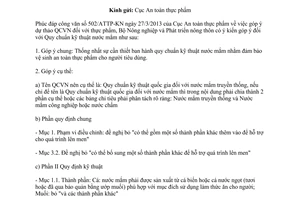 Công văn 2678/BNN-KHCN năm 2013 góp ý dự thảo QCVN đối với nước mắm