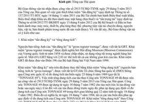 Công văn 5383/BGTVT-VT về khái niệm thông số tàu biển nêu tại Biểu thuế nhập khẩ