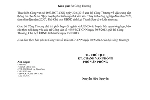 Công văn 1421/UBND-CN năm 2013 cung cấp thông tin Đề án phát triển tại Bắc Giang