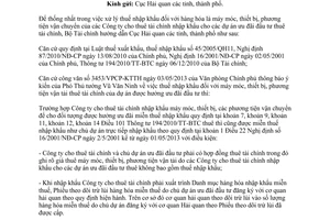 Công văn 7444/BTC-TCHQ năm 2013 miễn thuế nhập khẩu máy móc thiết bị