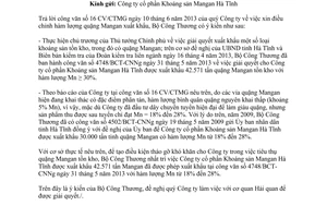 Công văn 5098/BCT-CNNg năm 2013 điều chỉnh hàm lượng Man gan xuất khẩu