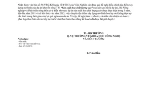 Công văn 2721/BNN-KHCN năm 2013 địa điểm xây dựng mô hình dự án khuyến nông