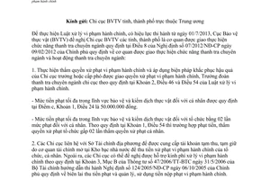 Công văn 1285/BVTV-TTra thẩm quyền xử phạt vi phạm hành chính 2013 Cục bảo vệ thực vật