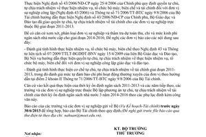 Công văn 4051/BGDĐT-KHTC phương án tự chủ tự chịu trách nhiệm về tài chính 2013