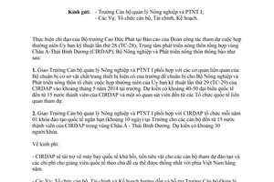 Công văn 2801/BNN-HTQT phối hợp tổ chức đào tạo quốc tế năm 2013