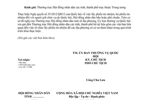 Công văn 449/UBTVQH13-CTĐB năm 2013 tài liệu tham khảo thực hiện lấy phiếu tín nhiệm
