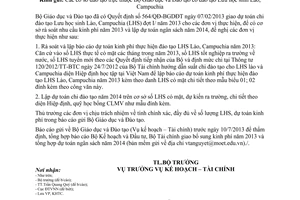 Công văn 4181/BGDĐT-KHTC 2013 dự toán kinh phí đào tạo Lưu học sinh Lào
