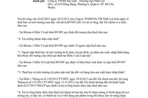 Công văn 7951/BTC-CST năm 2013 thuế bảo vệ môi trường đối với túi ni lông