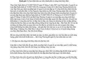 Công văn 5456/BCT-ATM năm 2013 tăng cường quản lý an toàn công trình thủy điện