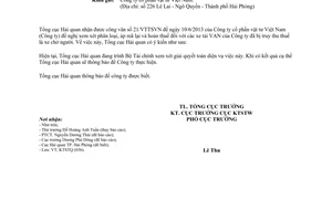 Công văn 3489/TCHQ-KTSTQ năm 2013 trả lời Công ty cổ phần vật tư Việt Nam