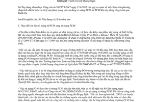 Công văn 716/SXD-KTKHXD&HT tính chênh lệch sử dụng xi măng PC30 và PC40 Sở Xây dựng Quảng Ngãi