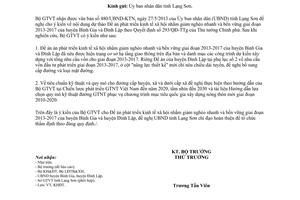 Công văn 5971/BGTVT-KHĐT năm 2013 phát triển kinh tế xã hội giảm nghèo Bình Gia Lạng Sơn