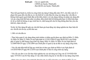 Công văn 332/SXD-XD năm 2013 chấn chỉnh công tác quản lý đầu tư xây dựng công trình Bến Tre