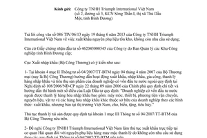 Công văn 235/XNK-CN xuất khẩu nguyên liệu nhập khẩu không còn nhu cầu sử dụng