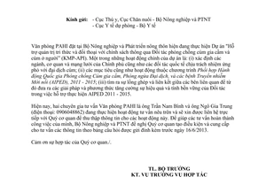 Công văn 2552/BNN-HTQT năm 2013 chia sẻ thông tin liên quan hoạt động phòng cúm