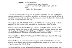 Công văn 266/SXD-XD năm 2013 chấn chỉnh lấy mẫu nghiệm thu kết cấu công trình xây dựng Bến Tre