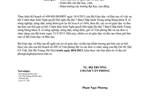 Công văn 3700/BGDĐT-VP nộp báo cáo sơ kết 5 năm thực hiện Nghị quyết Trung ương