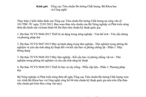 Công văn 2563/BNN-KHCN năm 2013 đề nghị công bố 04 tiêu chuẩn kỹ thuật quốc gia