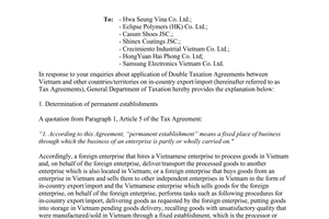 Official Dispatch No. 1939/TCT-HTQT application of double taxation agreement