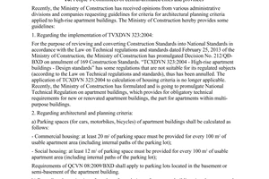 Official Dispatch No. 1245/BXD-KHCN 2 dated 013 architectural criteria applied for high-rise apartment buildings
