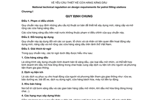 Quy chuẩn kỹ thuật quốc gia QCVN 01:2013/BCT về yêu cầu thiết kế cửa hàng xăng dầu do Bộ Công thương ban hành