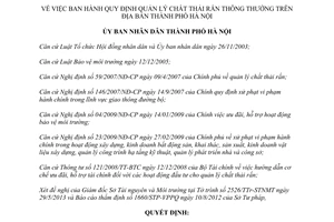 Quyết định 16/2013/QĐ-UBND Quy định quản lý chất thải rắn thông thường Hà Nội