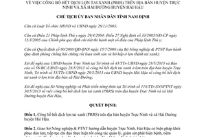 Quyết định 910/QĐ-UBND năm 2013 công bố hết dịch lợn tai xanh tại Nam Định
