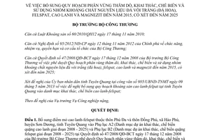 Quyết định 3584/QĐ-BCT năm 2013 phân vùng thăm dò khai thác sử dụng khoáng chất