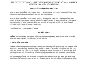 Quyết định 3582/QĐ-BCT năm 2013 Quy hoạch phát triển công nghiệp Đông Nam Bộ